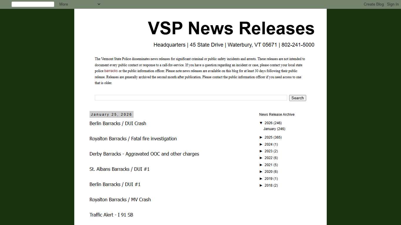 VSP News Releases